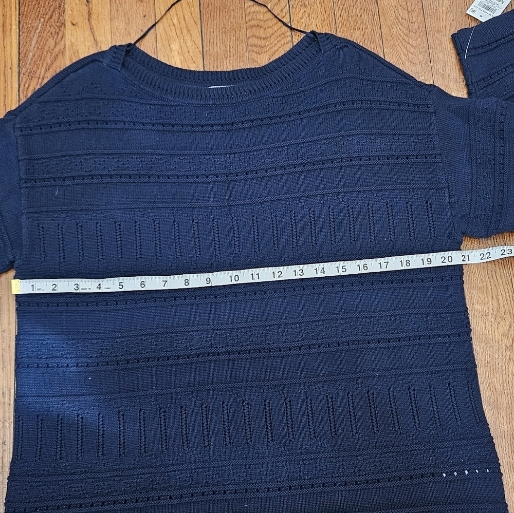 NWT Style & Co. openwork mixed knit sweater,Navy Blue Women's 100% Cotton - Picture 6 of 10